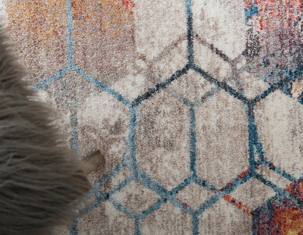 Reuben - Hexagon Pattern Color Blend Rug